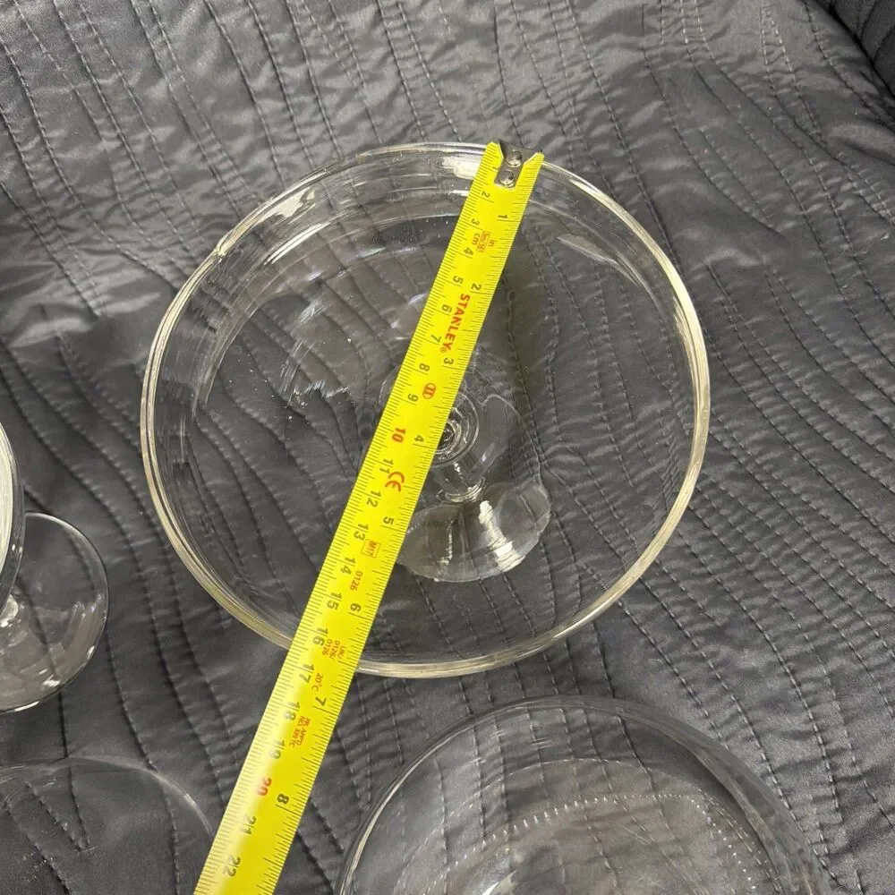 Set of 3 Clear Glass Pedestal Cake Stands w/ Domed Lids Cloches 8